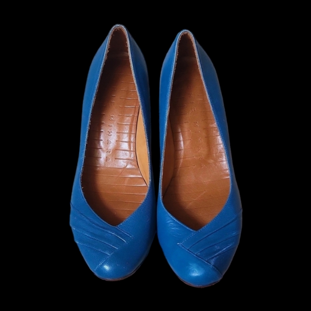 Chic Mihara Leather Teal Heels